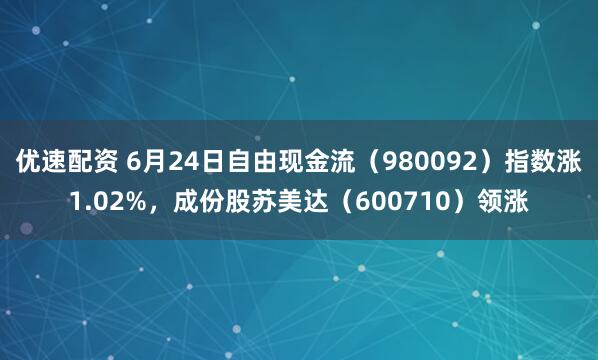 优速配资 6月24日自由现金流（980092）指数涨1.02%，成份股苏美达（600710）领涨